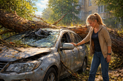 Жительница Костаная получила 2 млн тенге выплат за упавшее на её автомобиль дерево